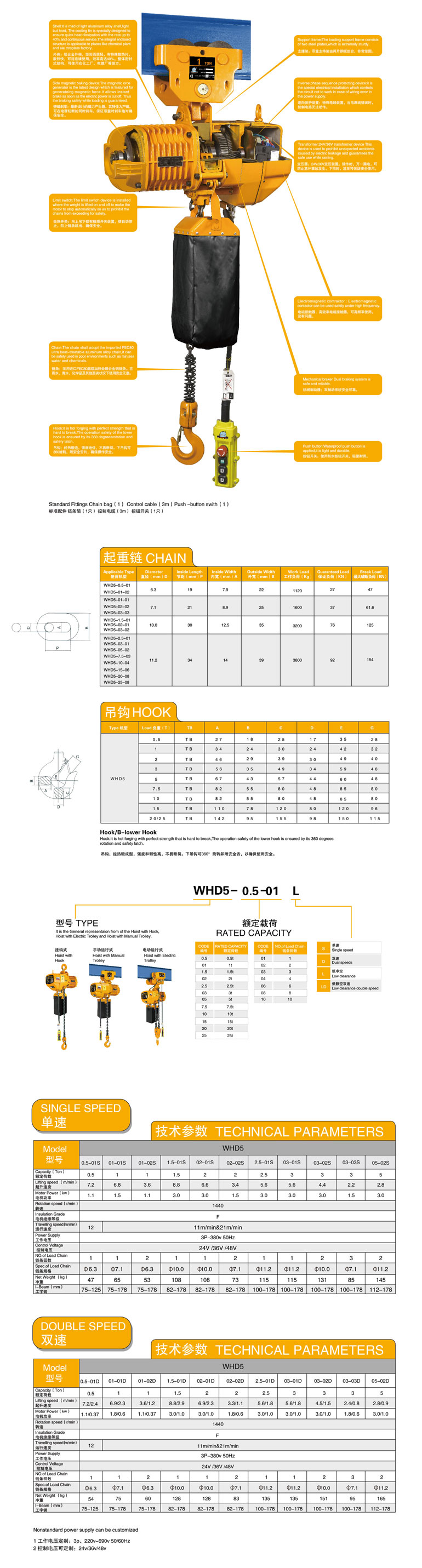 冠航0.5-1噸電動葫蘆
